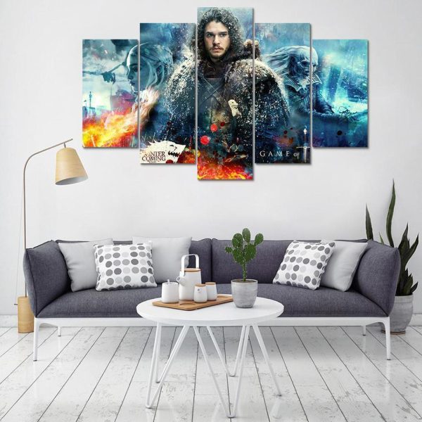 Game Of Thrones John Snow Movie - 5 Panel Canvas Art Wall Decor