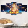 Ganesha Elephant God 2 - Religion 5 Panel Canvas Art Wall Decor