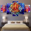 Ganesha Elephant God 4 - Religion 5 Panel Canvas Art Wall Decor