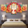 Ganesha Elephant God - Religion 5 Panel Canvas Art Wall Decor