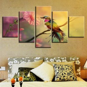 Gather Nectar Fantasy Flower - Animal 5 Panel Canvas Art Wall Decor