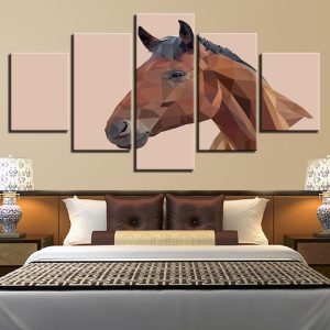 Geometric Animals Horse - Animal 5 Panel Canvas Art Wall Decor