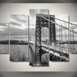 George Washington Bridge 01 - Nature 5 Panel Canvas Art Wall Decor