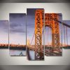 George Washington Bridge - Nature 5 Panel Canvas Art Wall Decor