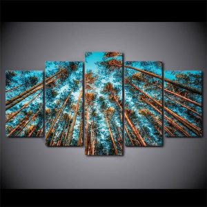 Giant Trees Forest 01 - Nature 5 Panel Canvas Art Wall Decor