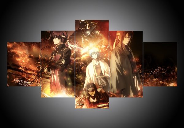 Gintama #1 - Anime 5 Panel Canvas Art Wall Decor