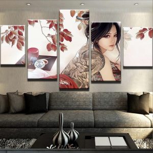 Girl With Dragon Tattoo - Absatract Movie 5 Panel Canvas Art Wall Decor