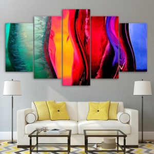 Glasses Liquid Colorful - Abstract 5 Panel Canvas Art Wall Decor