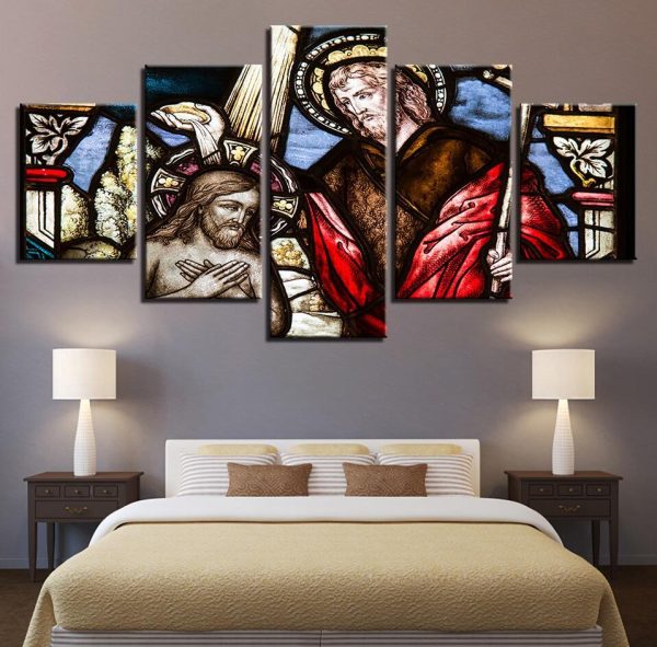 God Jesus 2 - Religion 5 Panel Canvas Art Wall Decor