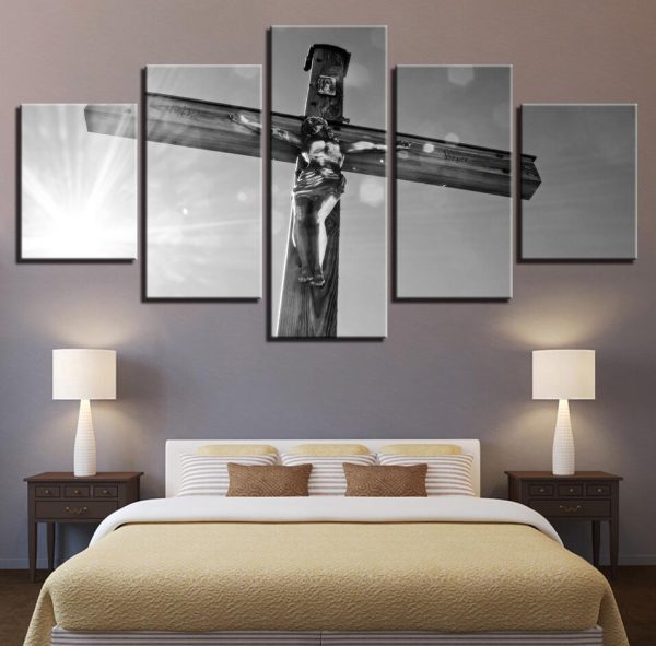 God Jesus 3 - Religion 5 Panel Canvas Art Wall Decor