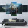 God Of War Kratos & Atreus On the River Gaming - 5 Panel Canvas Art Wall Decor