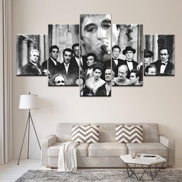 Godfather Scarface Movie - 5 Panel Canvas Art Wall Decor