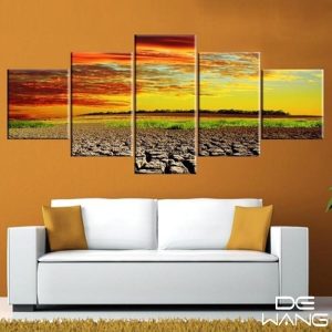 Gold Blue Sky - Nature 5 Panel Canvas Art Wall Decor