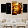 Gold Buddha 1 - Religion 5 Panel Canvas Art Wall Decor