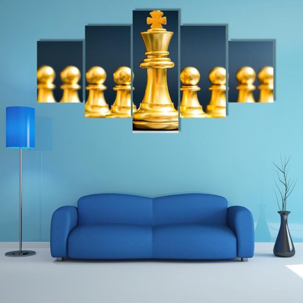 Gold King Chess Piece - Gaming 5 Panel Canvas Art Wall Decor