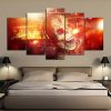 Gold Skull Scary In Sparks - Abstract 5 Panel Canvas Art Wall Decor