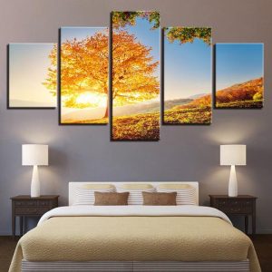 Golden Maple - Nature 5 Panel Canvas Art Wall Decor