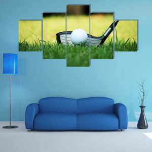 Golf Ball Close Up - Sport 5 Panel Canvas Art Wall Decor