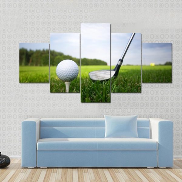 Golf Club And Ball - Sport 5 Panel Canvas Art Wall Decor