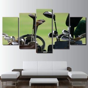 Golf Clubs At The Ready - Sport 5 Panel Canvas Art Wall Decor