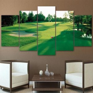 Golf Course Morning Golfing - Sport 5 Panel Canvas Art Wall Decor