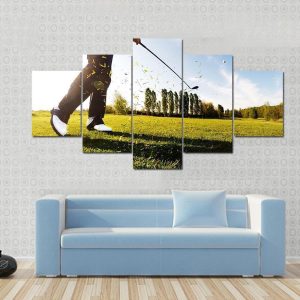 Golf Shot In Sunny Day - Sport 5 Panel Canvas Art Wall Decor