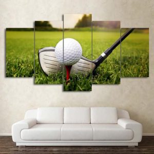 Golfing Tee Shot - Sport 5 Panel Canvas Art Wall Decor