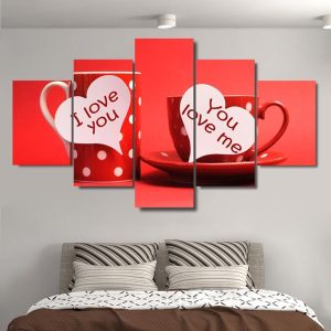 Good Morning Love You Cup For Lovers - Kitchen 5 Panel Canvas Art Wall Decor