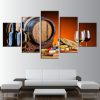 Grape Rwine Glasses Oak Barrels Kitchen Food - Wine 5 Panel Canvas Art Wall Decor