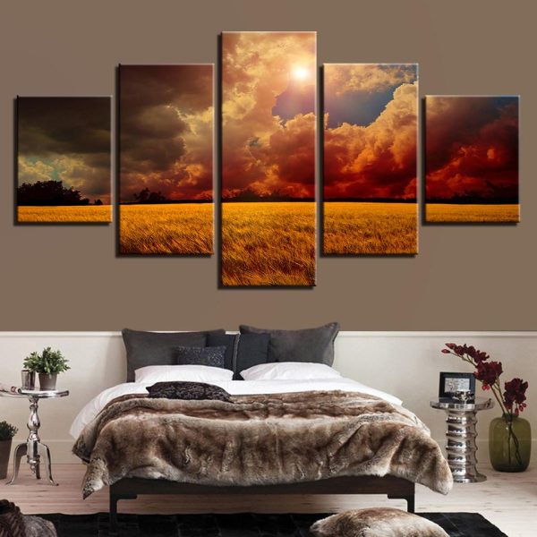 Grassland - Nature 5 Panel Canvas Art Wall Decor