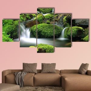 Great Mountain Stream - Nature 5 Panel Canvas Art Wall Decor