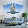 Great White Shark Breach Air Jaws - Animal 5 Panel Canvas Art Wall Decor