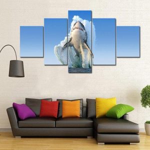 Great White Shark - Animal 5 Panel Canvas Art Wall Decor