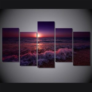 Greece Ionian Sea Evening Sky At Sunset - Nature 5 Panel Canvas Art Wall Decor