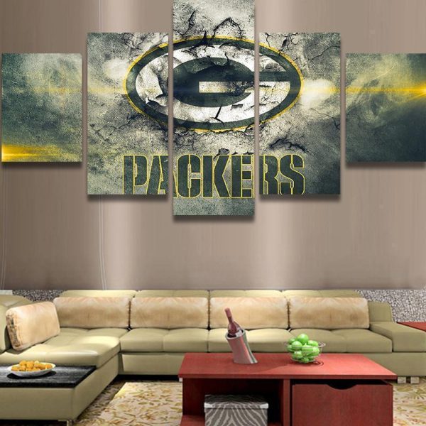 Green Bay Packers Football - 5 Panel Canvas Art Wall Decor