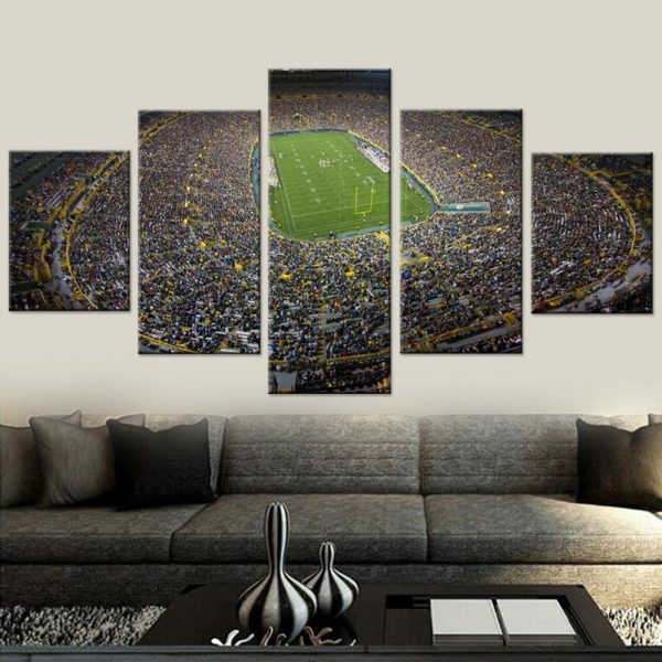 Green Bay Packers Stadium Sport - 5 Panel Canvas Art Wall Decor