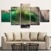 Green Breaking Wave - Space 5 Panel Canvas Art Wall Decor