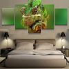 Green Chameleon Lizard - Animal 5 Panel Canvas Art Wall Decor