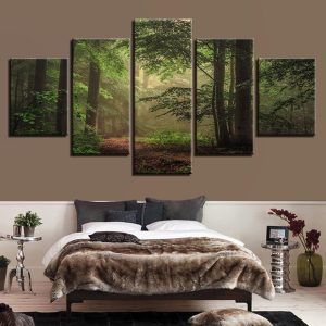 Green Forest 1 - Nature 5 Panel Canvas Art Wall Decor