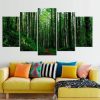 Green Forest Trees Large - Nature 5 Panel Canvas Art Wall Decor