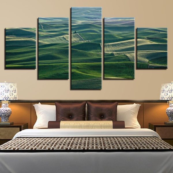 Green Mountain Natural - Nature 5 Panel Canvas Art Wall Decor