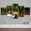 Green Tree And River - Nature 5 Panel Canvas Art Wall Decor