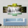 Green Waterfall - Nature 5 Panel Canvas Art Wall Decor