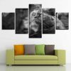 Grey Big Eyes Cat - Animal 5 Panel Canvas Art Wall Decor