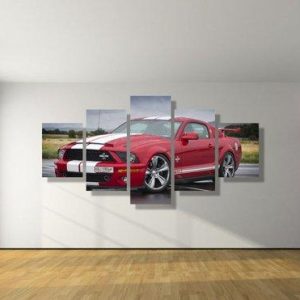 Gt500 Mustang Red Car - Automative 5 Panel Canvas Art Wall Decor