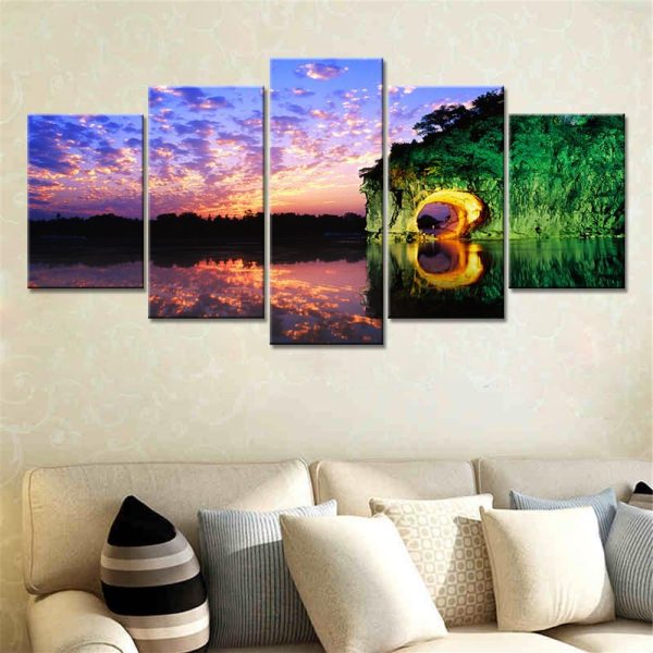 Guilin Scenery Of China - Nature 5 Panel Canvas Art Wall Decor