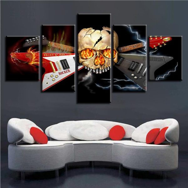 Guitar 10 - Music 5 Panel Canvas Art Wall Decor