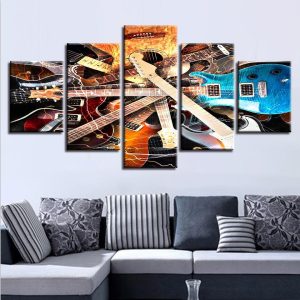 Guitar 13 - Music 5 Panel Canvas Art Wall Decor