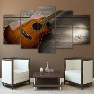 Guitar Music Modern - Music 5 Panel Canvas Art Wall Decor