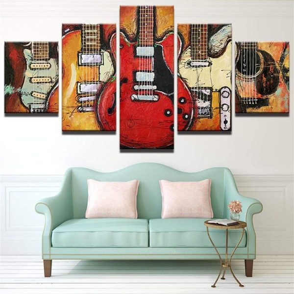 Guitar Music - Music 5 Panel Canvas Art Wall Decor